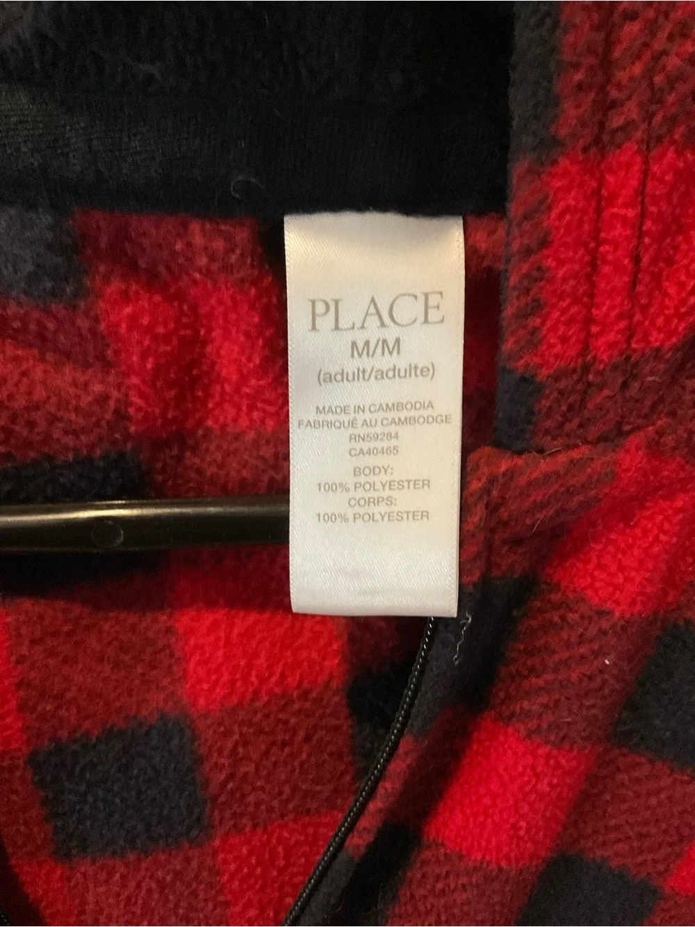 The Children's Place Red and Black Buffalo Plaid Hooded Kids One-Piece